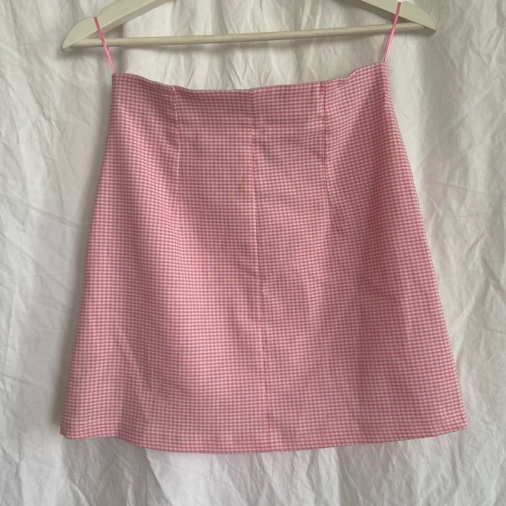 TOPSHOP pink mini single layered plaid skirt Size 4 NEW - Picture 8 of 12
